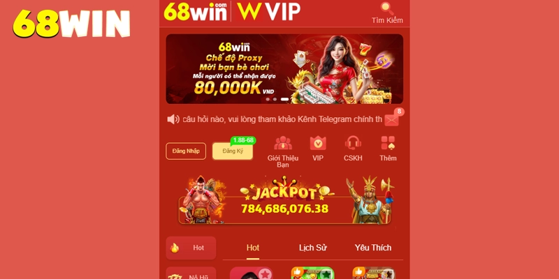 Theo dõi giao diện 68win chuyên nghiệp và tối ưu